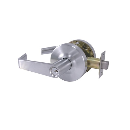 Grade 1 Cylindrical Lock, 82-Entry/Office, F-Flat Lever, Round Rose, Satin Chrome, 2-3/4 Inch